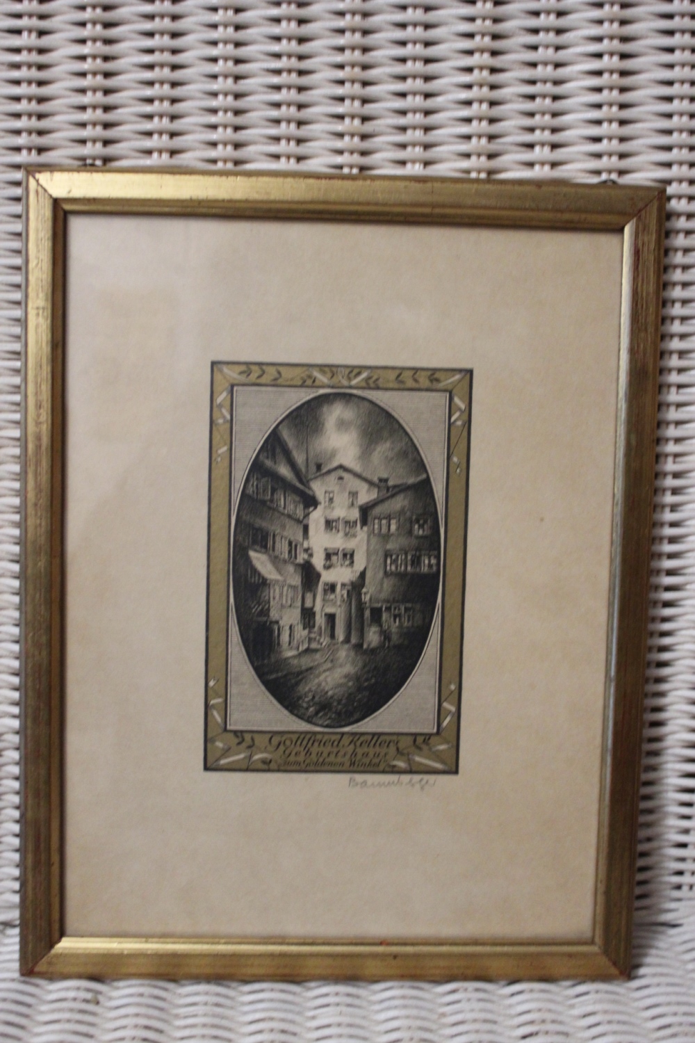 Bild in Goldrahmen / Geburtshaus Gottfried Keller